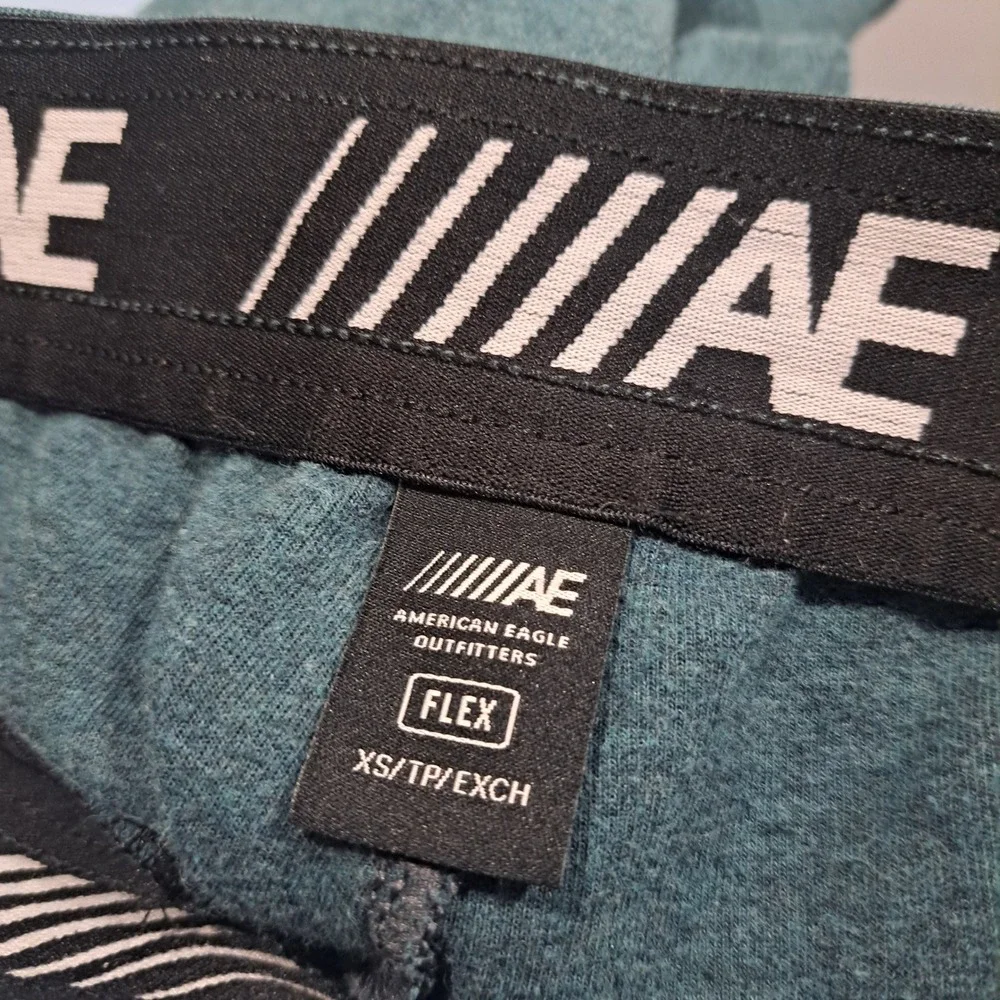 American Eagle Flex Joggers‎ XS Teal Green Athletic Sweatpants Zipper Pockets